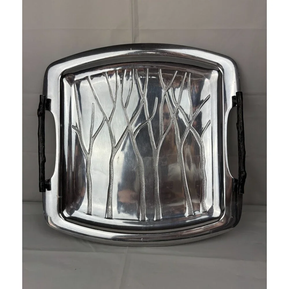 Lenox Park City Square Aluminum Serving Tray with Handles Approx 14